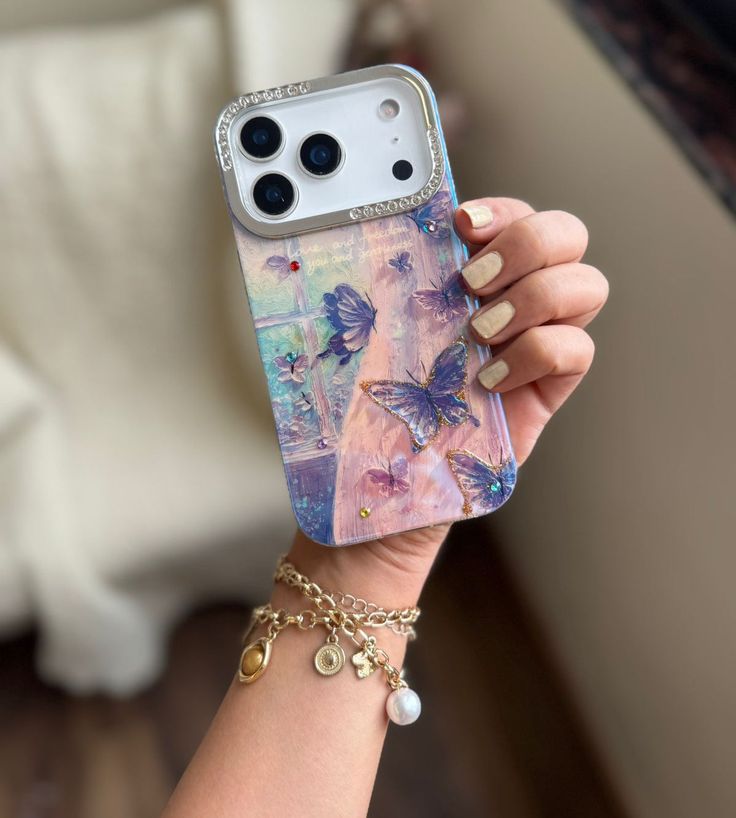 Amethyst Butterfly Dreams Phone Case with Camera Lens Protection