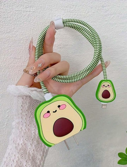 Cute Cartoon Series Fast Charger Protector for iPhone (Avacado)