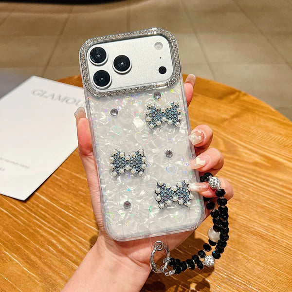Shimmer Bow Wristlet Phone Case