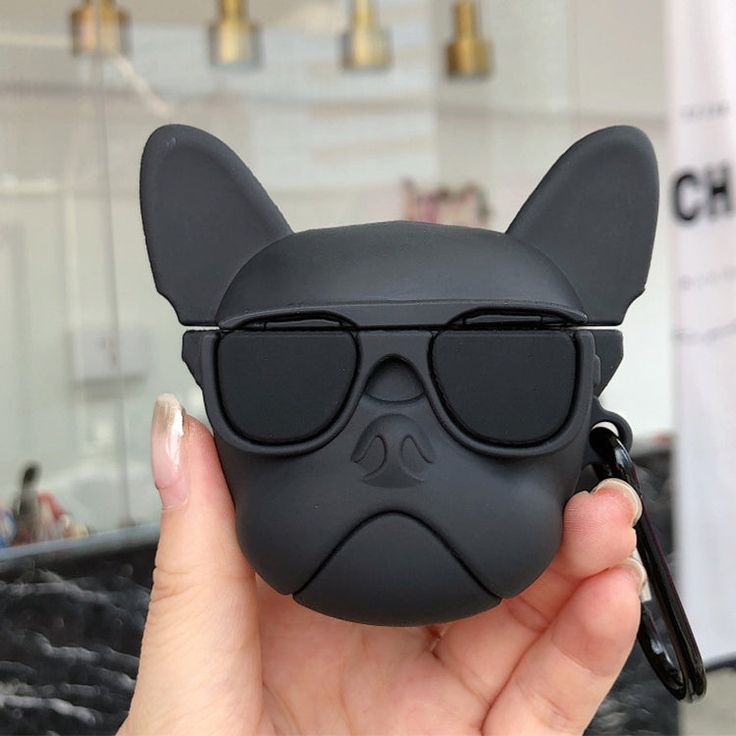 Airpods Case Soft Silicone Cover With Hook Clip For Airpods (Bull Dog)