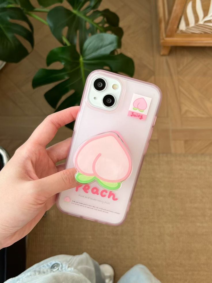 Pastel Peachy 3D Silicone Phone Case With Peach Holder