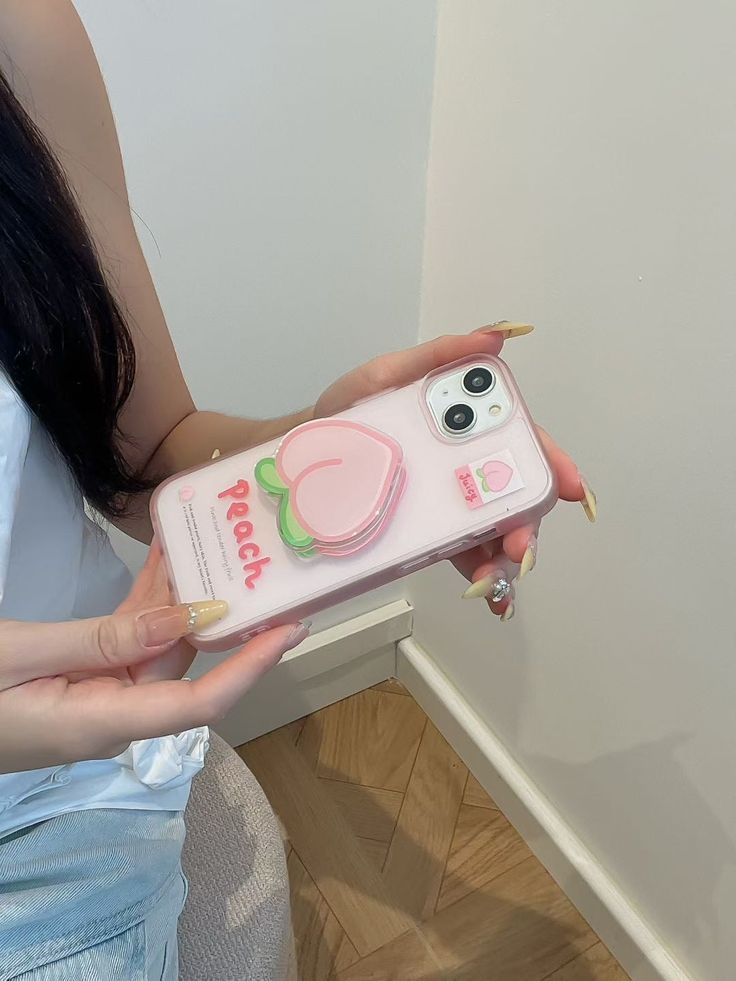 Pastel Peachy 3D Silicone Phone Case With Peach Holder