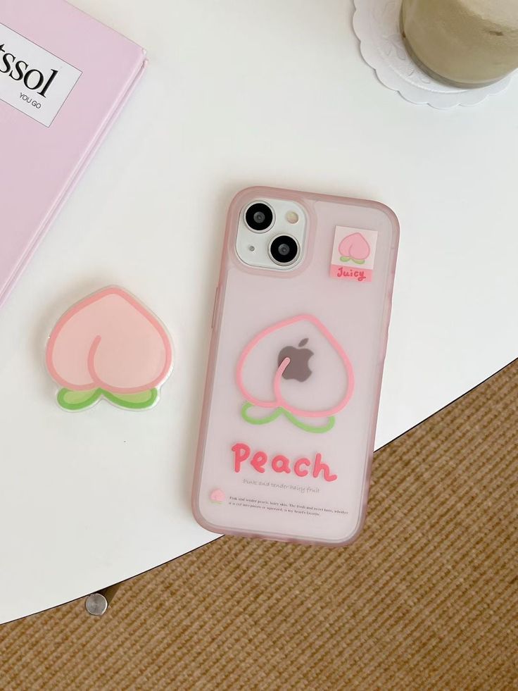 Pastel Peachy 3D Silicone Phone Case With Peach Holder