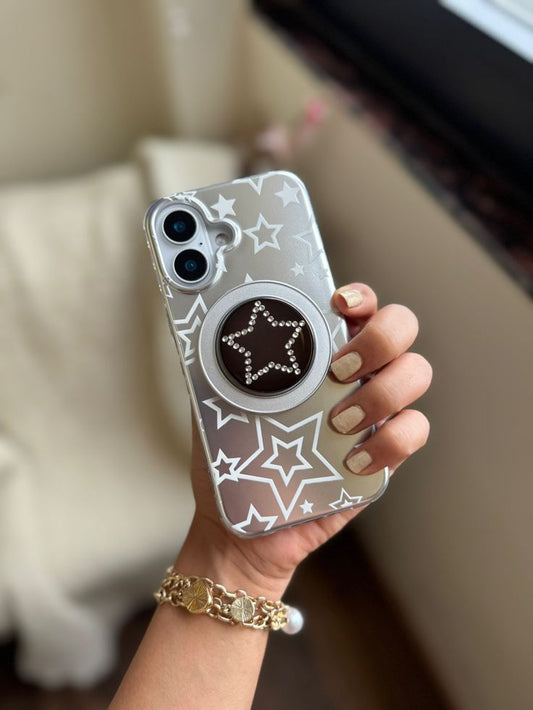 Silver Shining Star Phone Case With MagSafe Holder