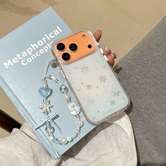 Snowflake Phone Case Soft Icy Tones With A Charm Strap