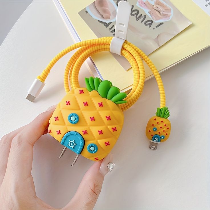 Cute Cartoon Series Fast Charger Protector for iPhone (Aesthetic Pineapple)