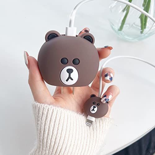 Cute Cartoon Series Fast Charger Protector for iPhone (Brown Bear)