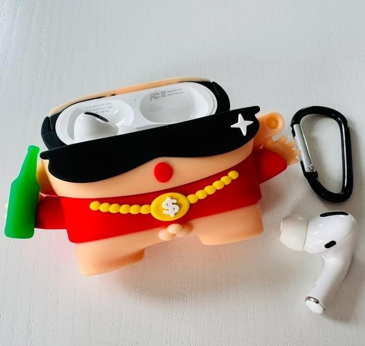 Airpods Case Soft Silicone Cover With Hook Clip For Airpods (Crayon Shinchan)