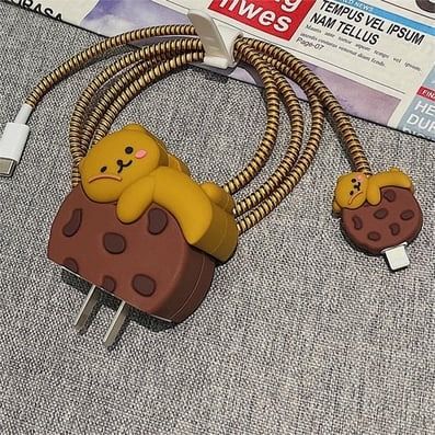 Cute Cartoon Series Fast Charger Protector for iPhone(Cookie Bear)