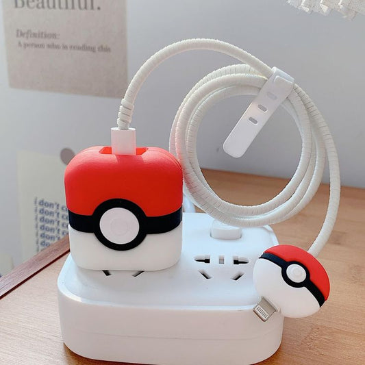 Cute Cartoon Series Fast Charger Protector for iPhone(Pokeball)