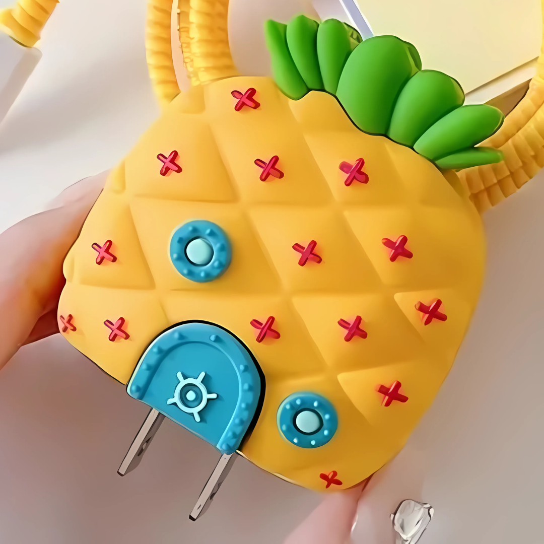 Cute Cartoon Series Fast Charger Protector for iPhone (Aesthetic Pineapple)