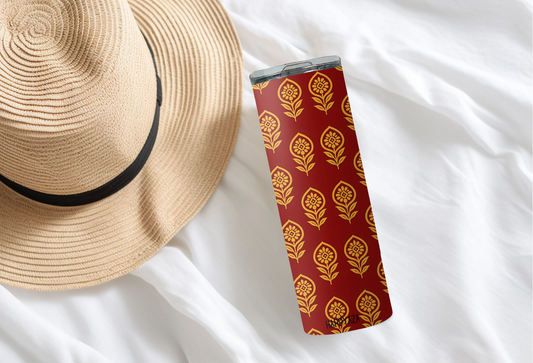 Elegance Pattern Designer Tumbler With Metal Straw