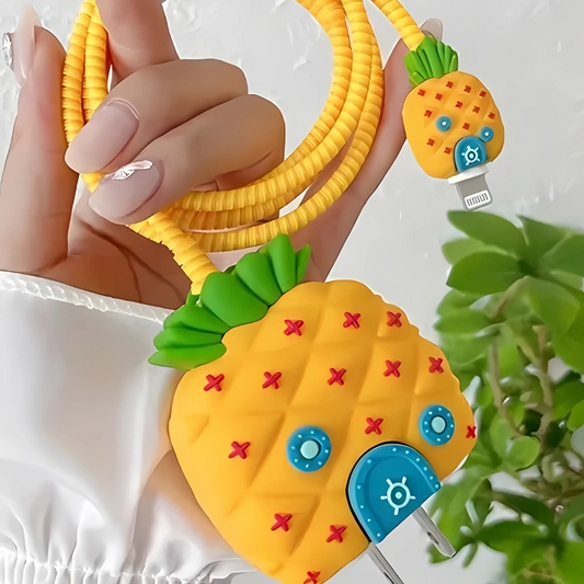 Cute Cartoon Series Fast Charger Protector for iPhone (Aesthetic Pineapple)