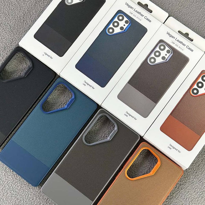 Vegan Leather Metro Weave Phone Case (With Box Packing)