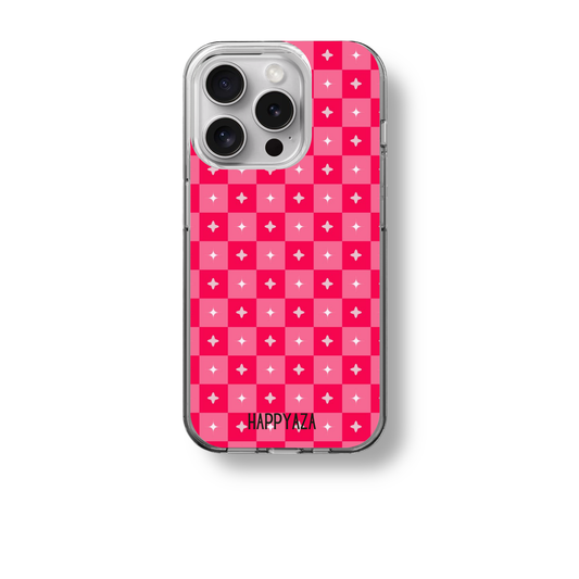 Pink Grid Star Soft Silicone Phone Case