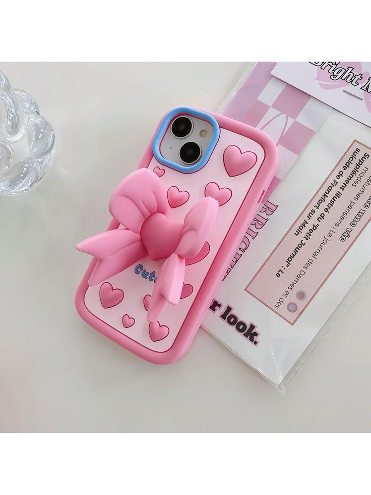 Cute Heart Bow Chic Silicone With Pop Stand Phone Case