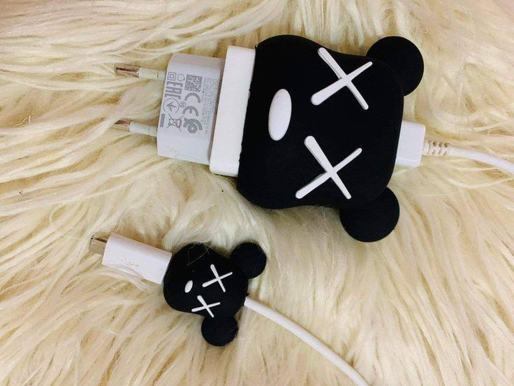 Cute Cartoon Series Fast Charger Protector for iPhone(Bear Brick Black)