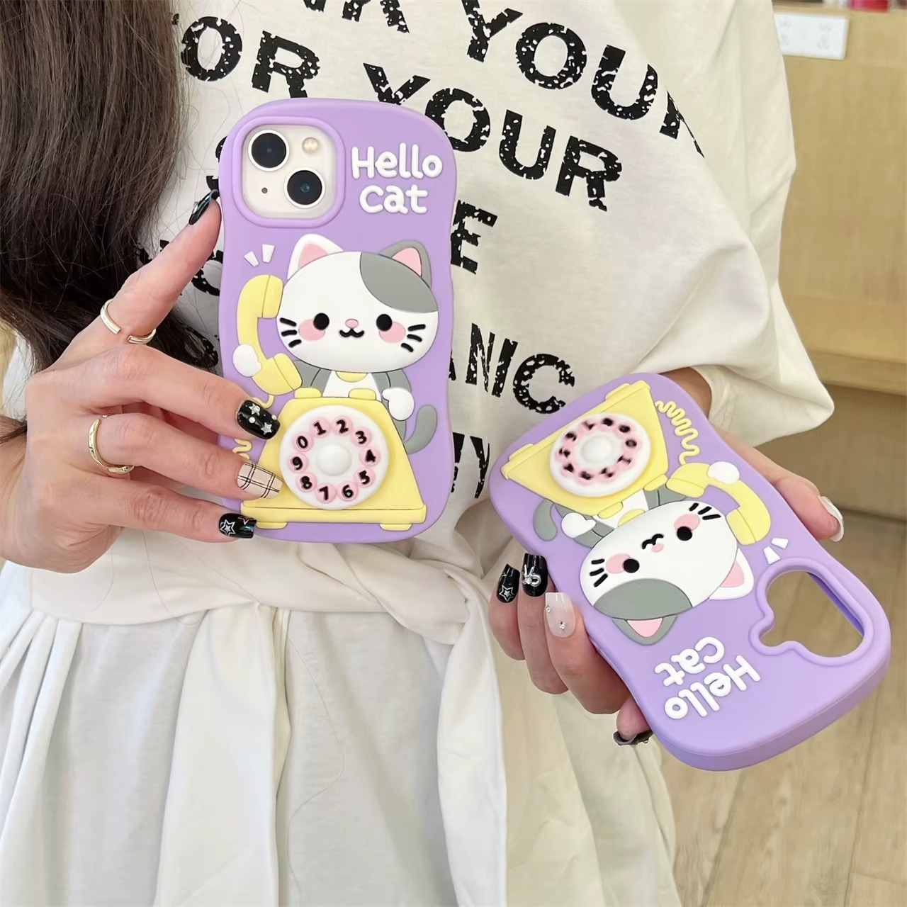 Cute Cat Meowline Retro Phone Case