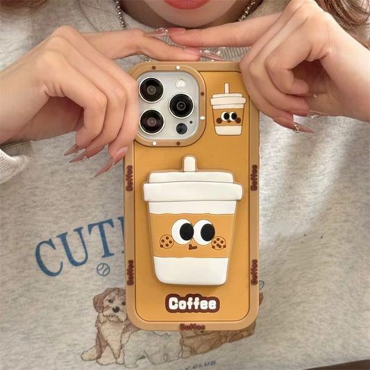 Mocha Mood Silicone With Pop Stand Phone Case