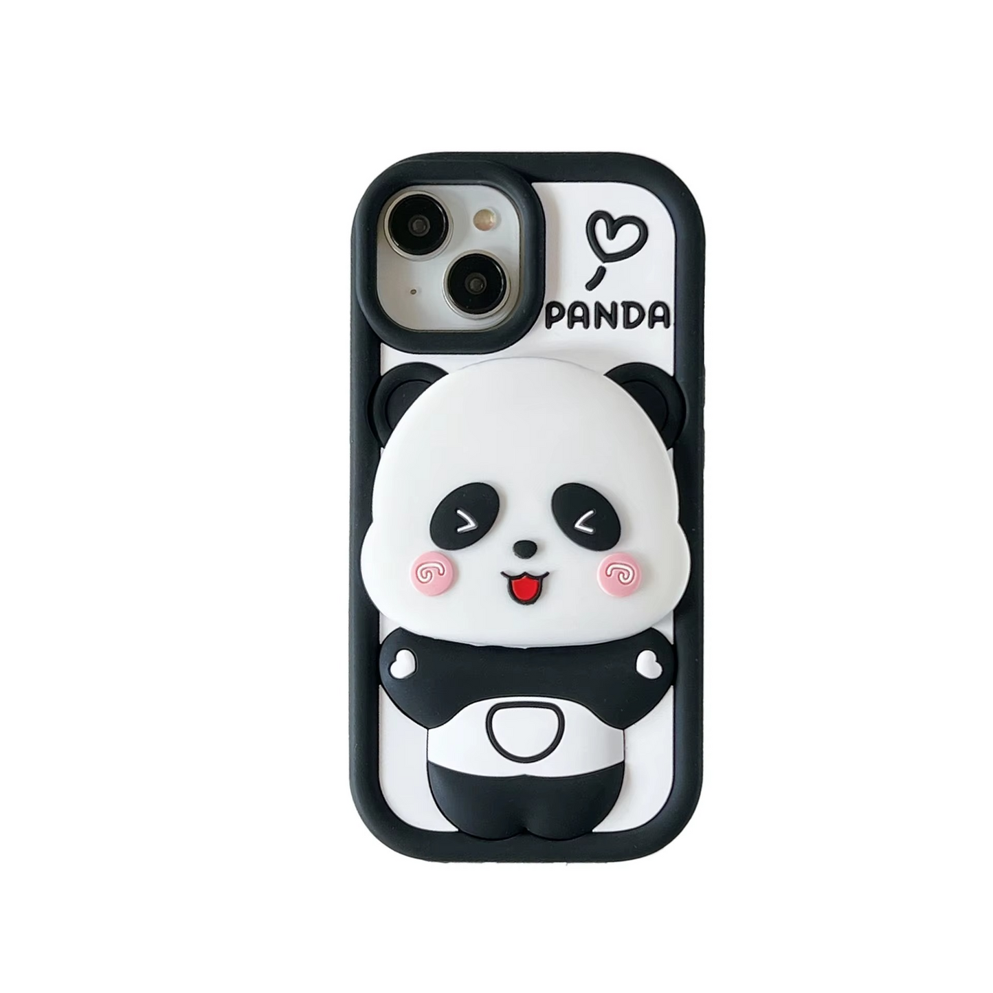3D Mirror Cute Little Panda Silicone Phone Case For iPhone