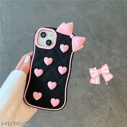 Love Heart Bow-Knot Silicone Phone  Case