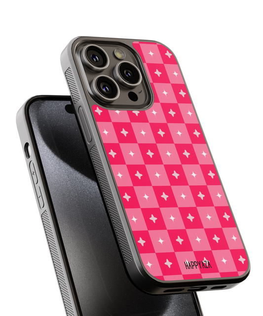 Pink Grid Star Designer Phone Case