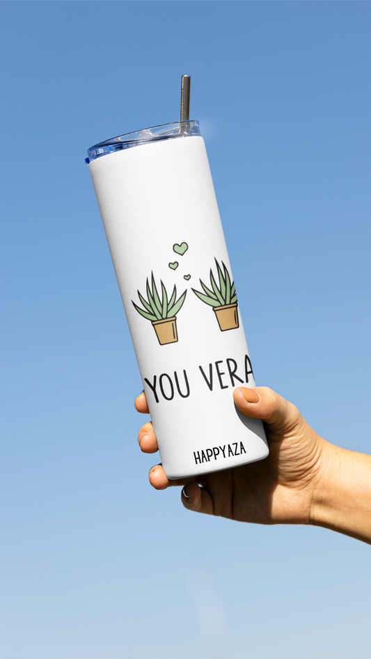 Aloe You Vera Much Designer Tumbler With Metal Straw