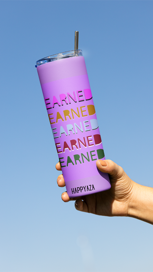 Earned Designer Tumbler With Metal Straw