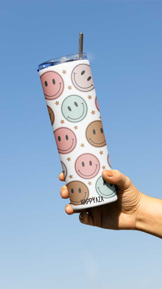 Smiley Designer Tumbler With Metal Straw