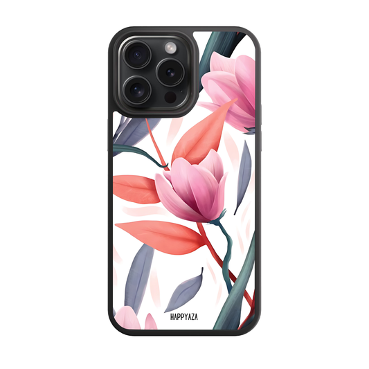 Elegant Pink Magnolia Flower Illustration Designer Phone Case