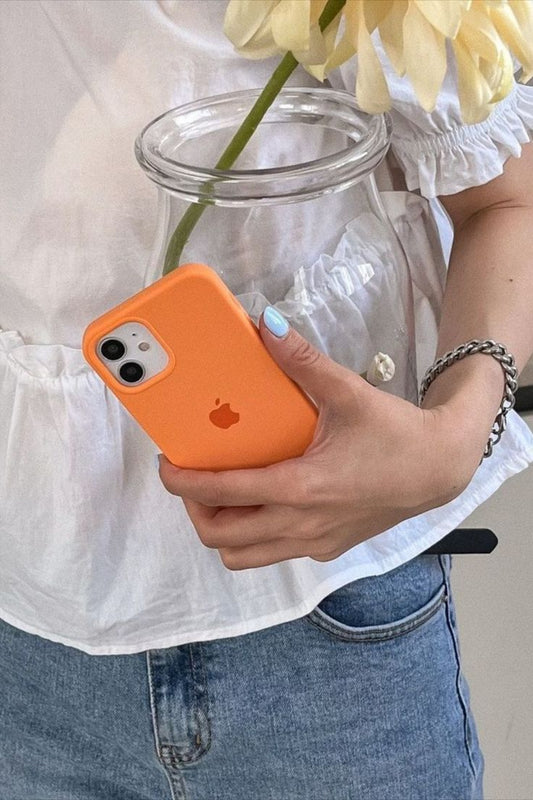iPhone Original Liquid Silicone Phone Case ( Light Orange)