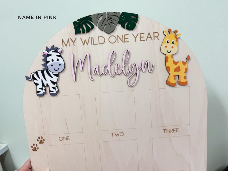 My Wild One Year Birthday Photo Board