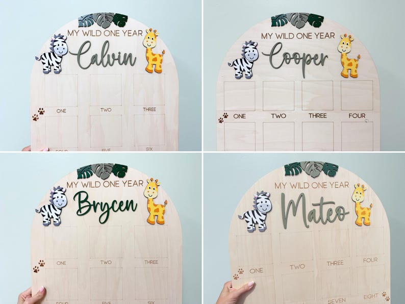 My Wild One Year Birthday Photo Board