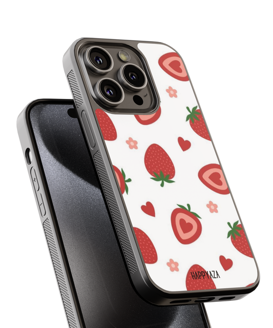 Red Strawberries and Pink Flowers Designer Phone Case