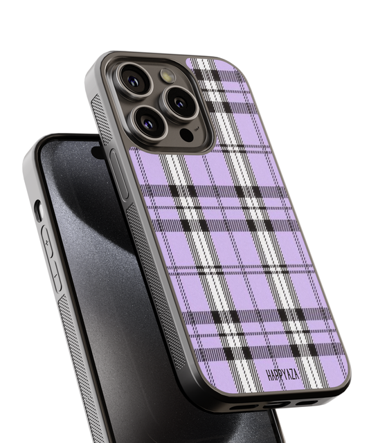 Purple Plaid Designer Phone Glass Case