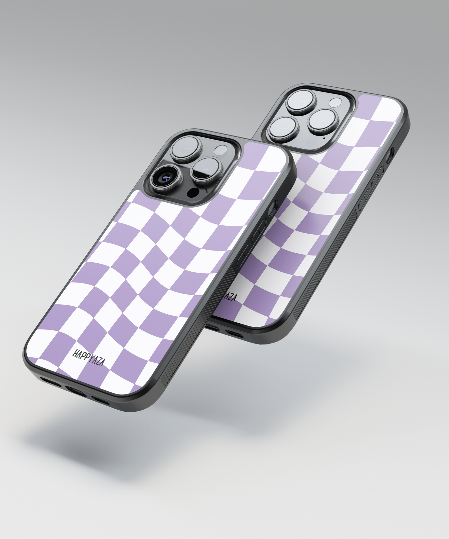 Purple & White Wavy Checks Designer Phone Case
