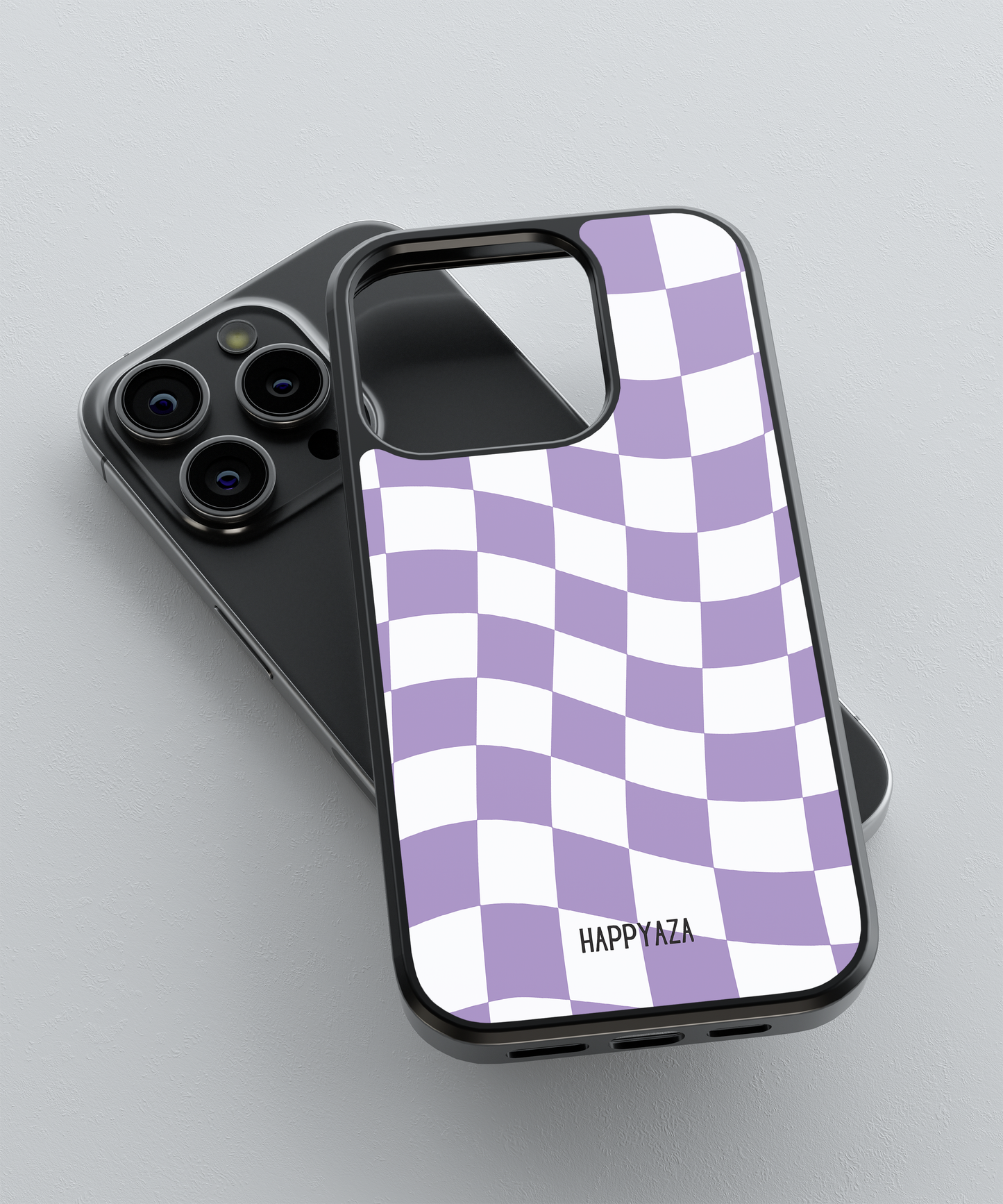 Purple & White Wavy Checks Designer Phone Case