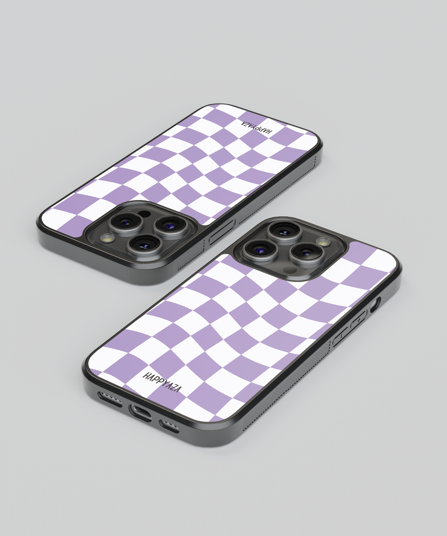 Purple & White Wavy Checks Designer Phone Case