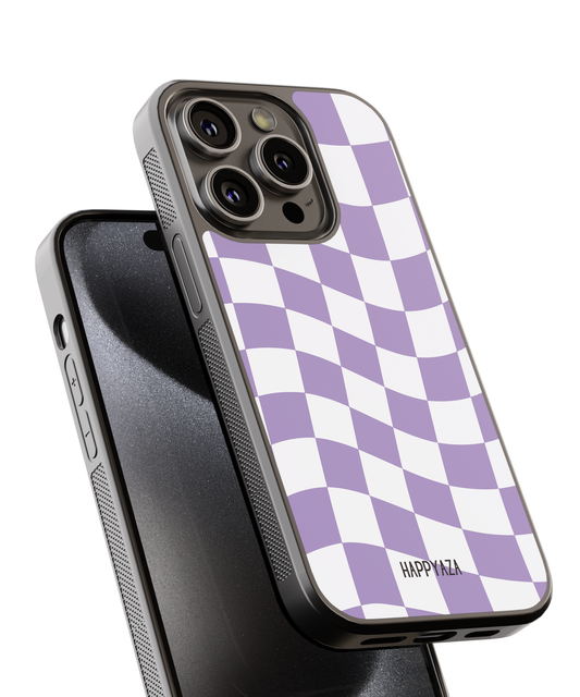 Purple & White Wavy Checks Designer Phone Case