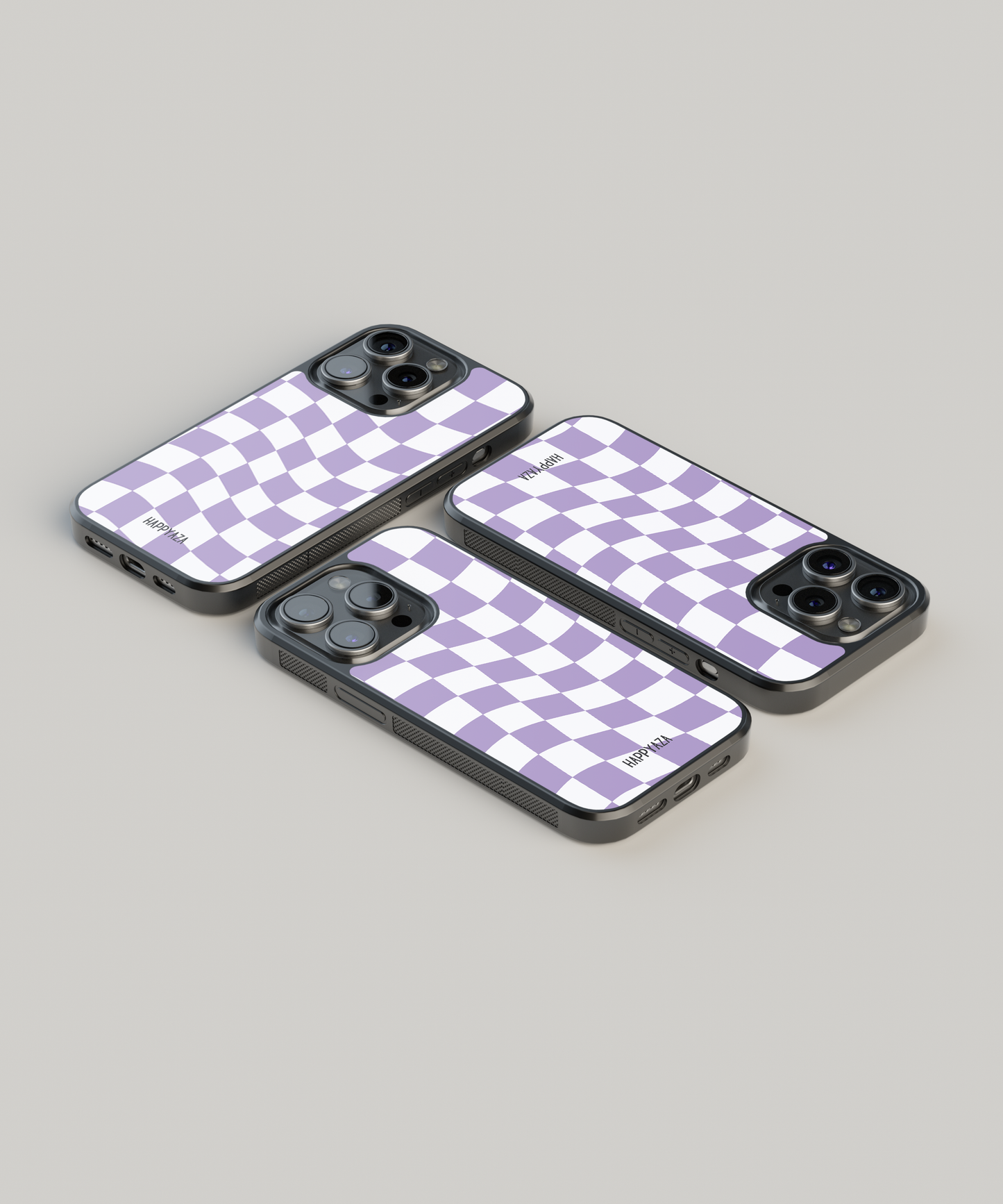 Purple & White Wavy Checks Designer Phone Case