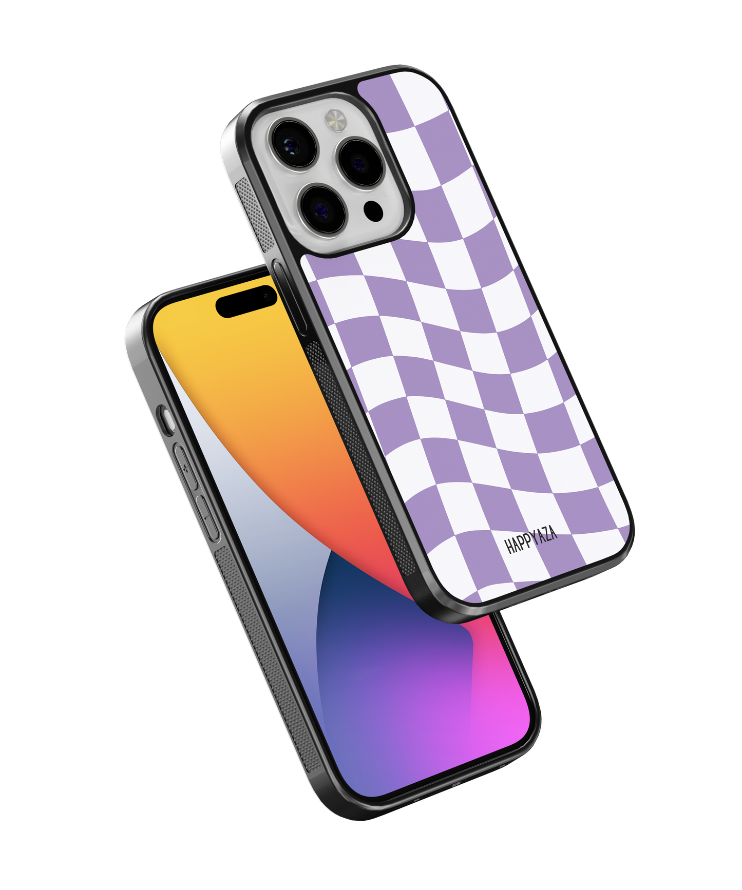 Purple & White Wavy Checks Designer Phone Case