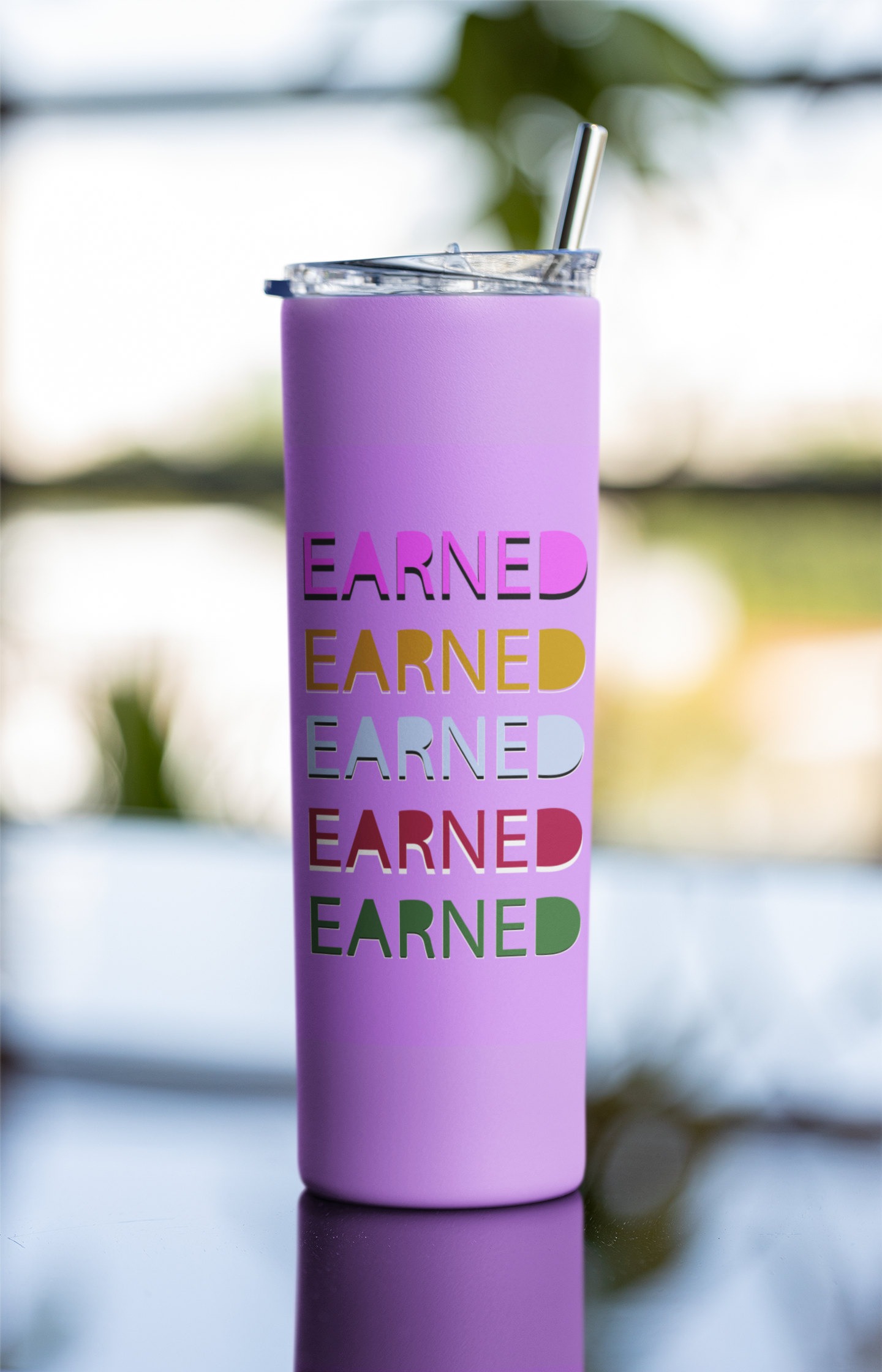 Earned Designer Tumbler With Metal Straw