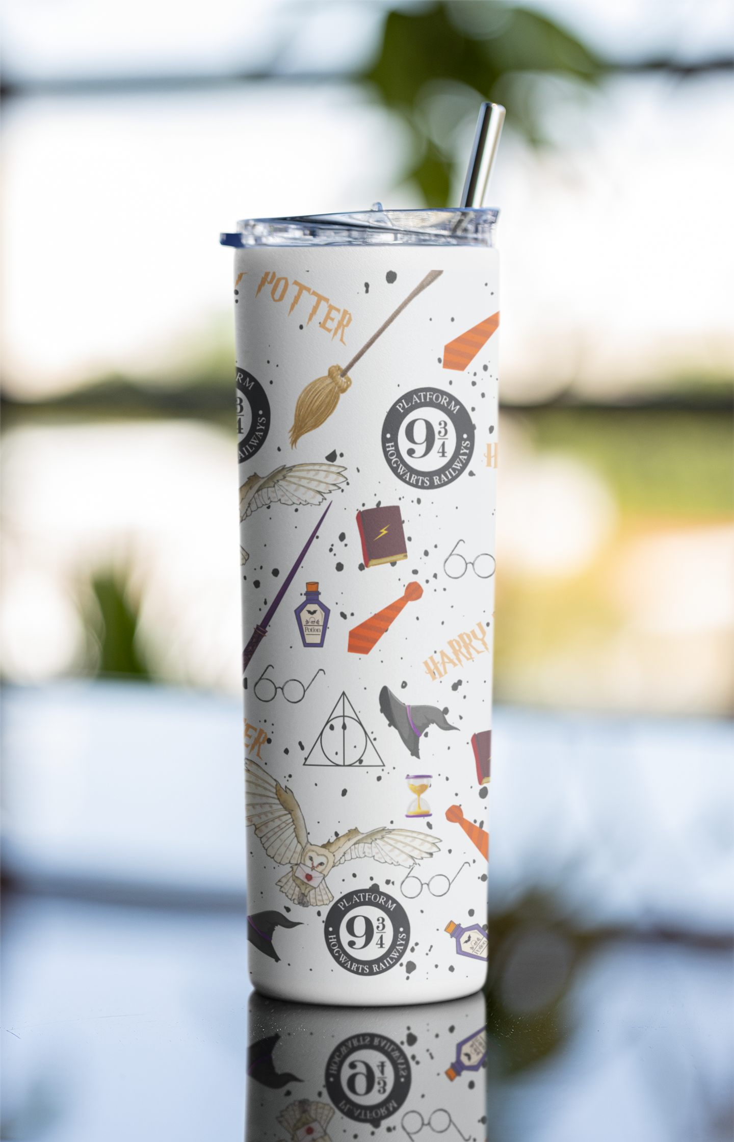 Harry Potter Designer Tumbler With Metal Straw