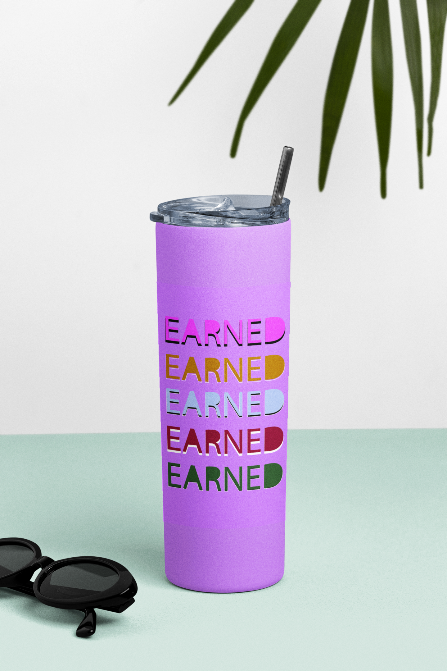 Earned Designer Tumbler With Metal Straw