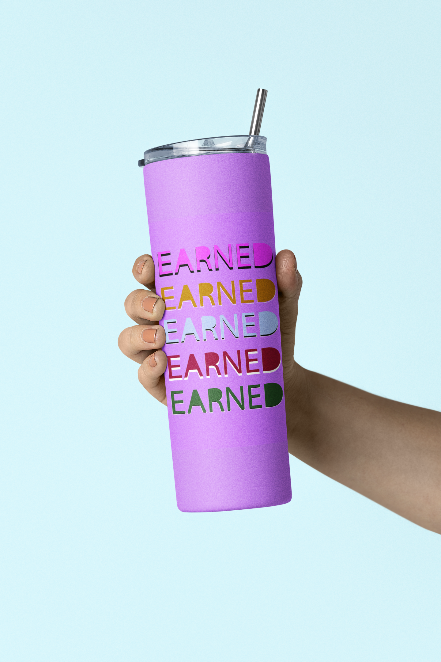 Earned Designer Tumbler With Metal Straw