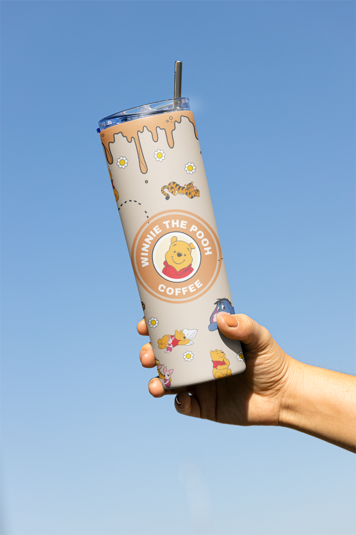 Winnie the Pooh Designer Tumbler With Metal Straw