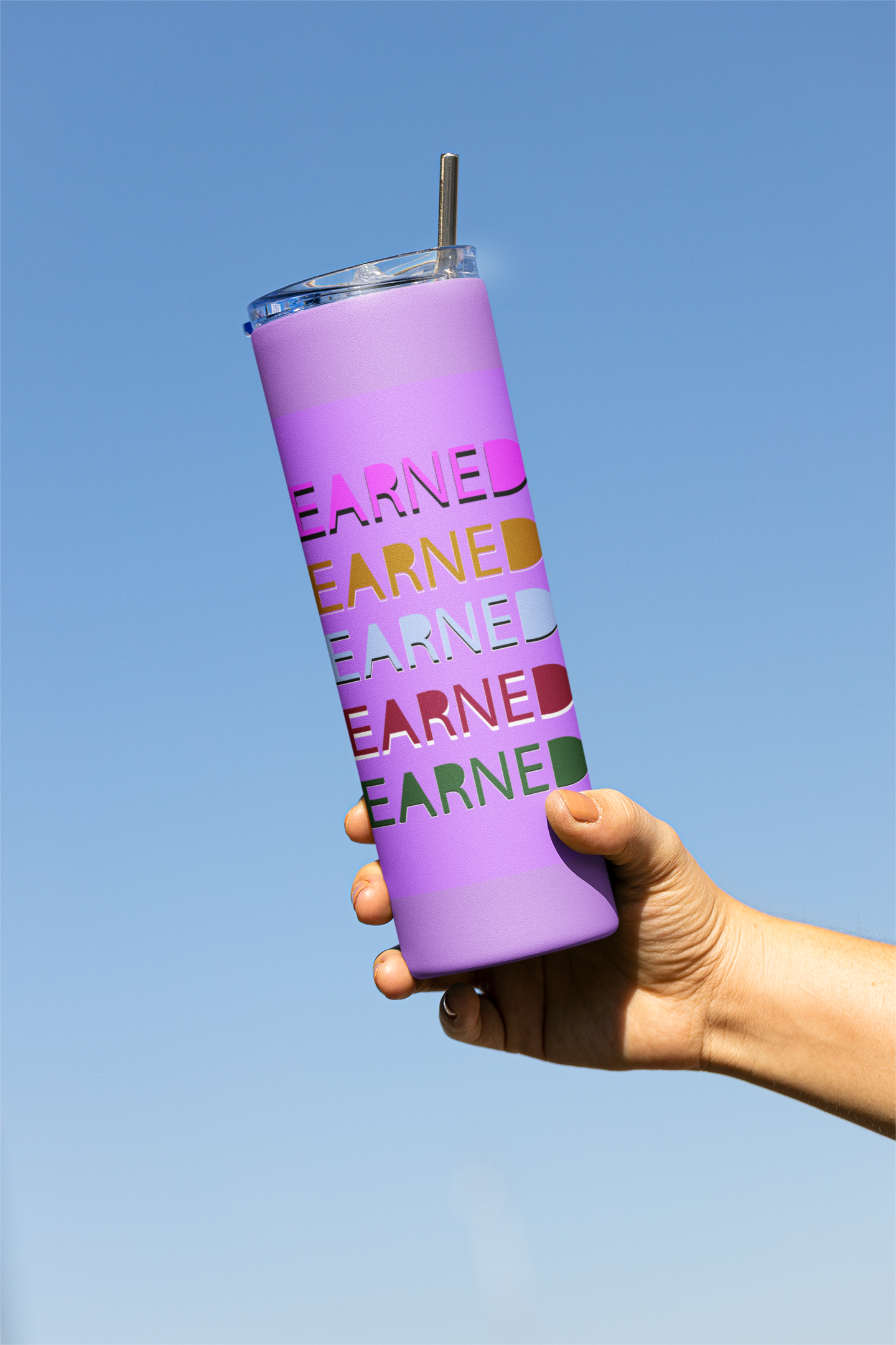 Earned Designer Tumbler With Metal Straw