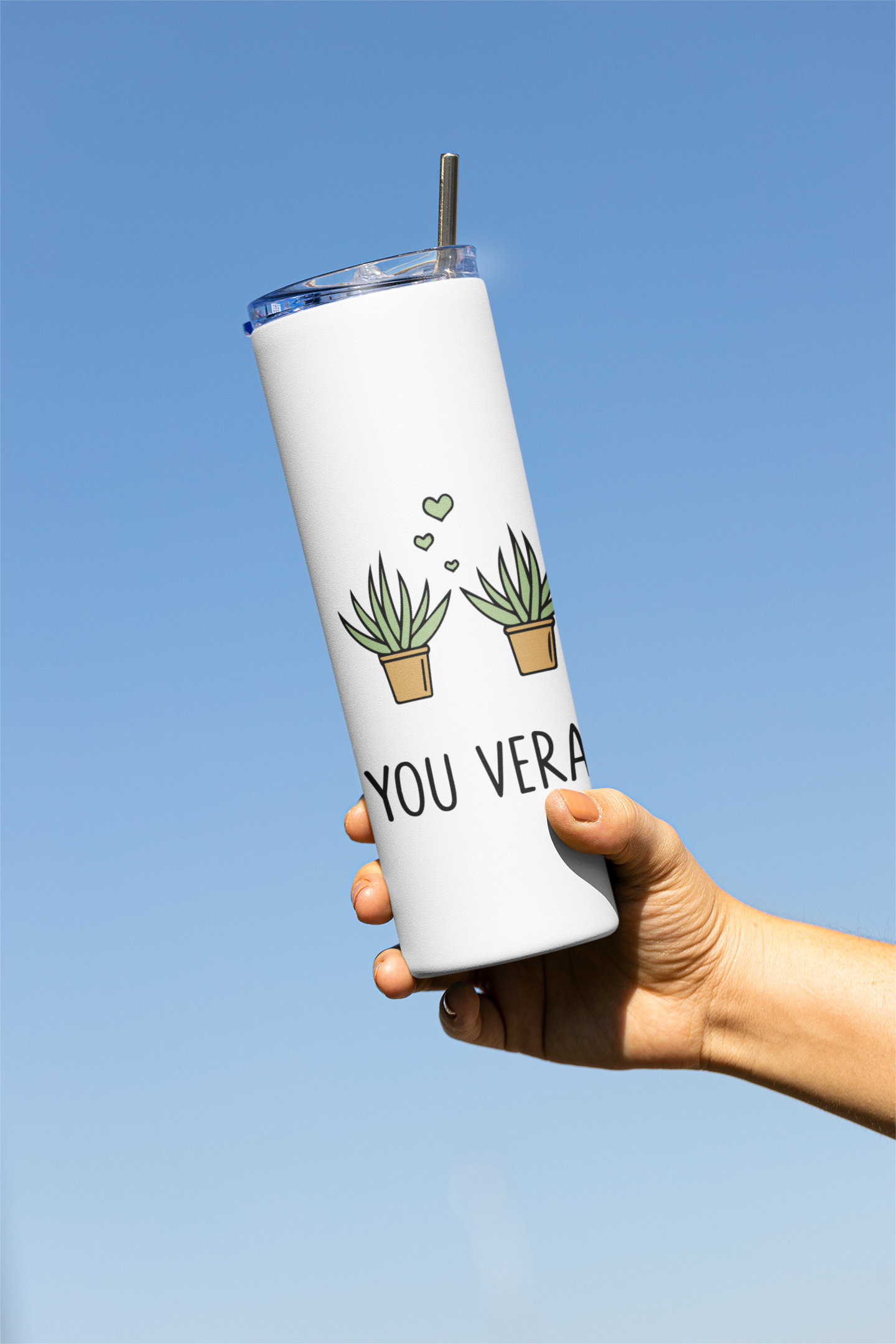 Aloe You Vera Much Designer Tumbler With Metal Straw